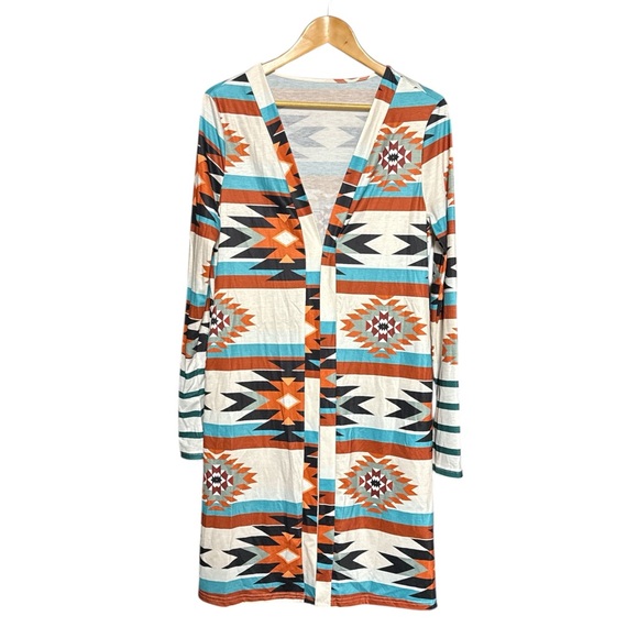 CARDIGAN DUSTER - aztec stripe MEDIUM NWOT - Picture 2 of 8